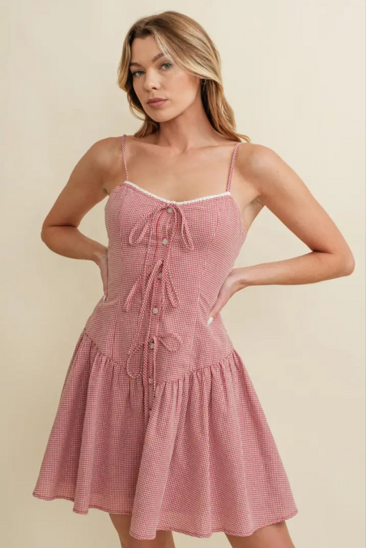 Gingham Button up Mini Dress